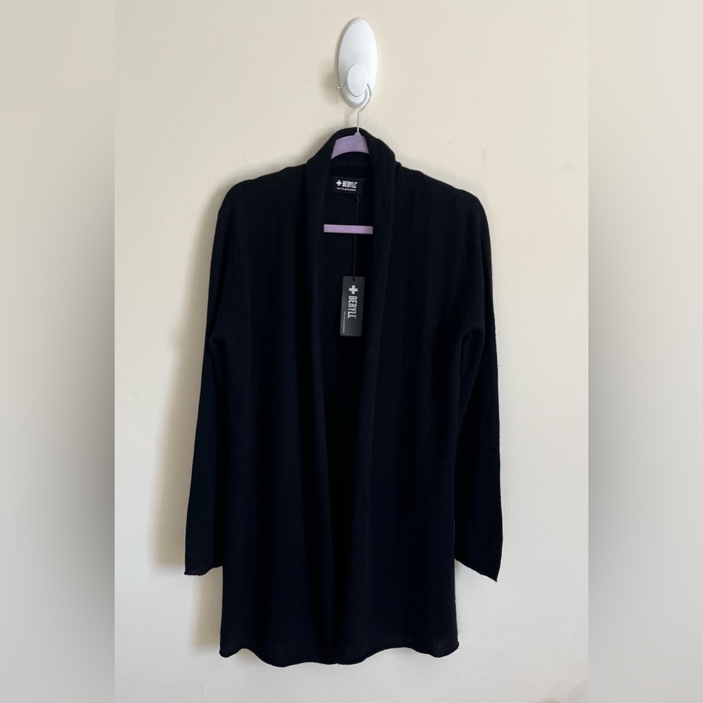 Beryll Black Cashmere Open Front Cardigan Quiet Luxory Minimalist OS NWT